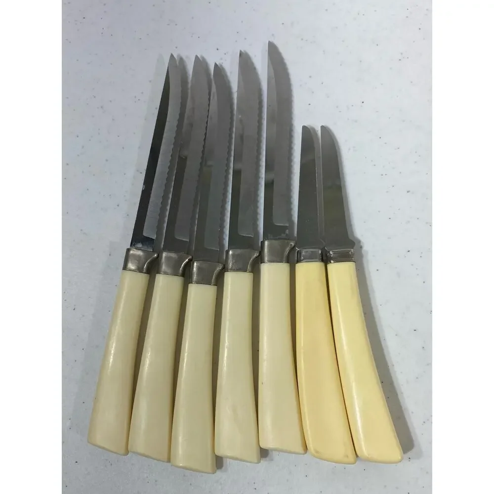 Vintage Kitchen Knives Mixed Lot of 7 Steak Pairing READ‎